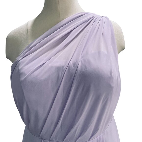 Lavender One Shoulder Bridesmaid Dress Corset Back Formal Gown Elegant Trendy - Picture 5 of 12